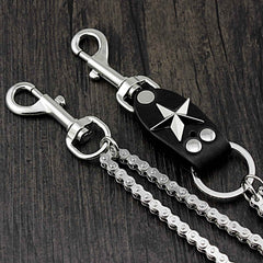 Star SILVER STAINLESS STEEL MENS Double CHAIN PANTS CHAIN WALLET CHAIN BIKER WALLET CHAIN FOR MEN - iwalletsmen