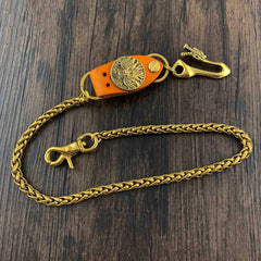 Gold Mens Wallet Chain Dragon Hook Brass Biker Wallet Chain Pants Chain For Men - iwalletsmen