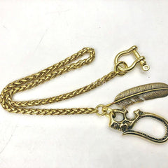 Cool SKull Brass Feather 19‘â€?Rock Wallet Chain Biker Pants Chain Jeans Chain Jean Chain for Men - iwalletsmen