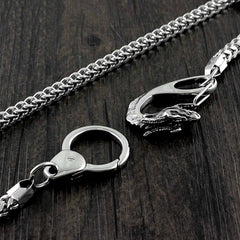 SOLID STAINLESS STEEL BIKER SILVER Dragon WALLET CHAIN LONG PANTS CHAIN Jeans Chain Jean Chain FOR MEN - iwalletsmen