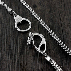SOLID STAINLESS STEEL BIKER SILVER Dragon WALLET CHAIN LONG PANTS CHAIN Jeans Chain Jean Chain FOR MEN - iwalletsmen