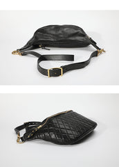 Fashion BLACK LEATHER MEN'S 12 INCHES Saddle Side Bag BLACK MESSENGER BAGs Courier BAG FOR MEN - iwalletsmen