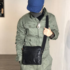 Vintage BROWN LEATHER MEN'S 10 inches Square Side Bags MESSENGER BAG BLACK Black Courier Bags FOR MEN - iwalletsmen