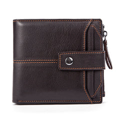 RFID Brown Leather Men's Small Wallet billfold Wallet Cool Bifold Wallet For Men - iwalletsmen
