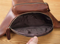 Brown MENS LEATHER FANNY PACK BUMBAG Hip Pack Brown Leather WAIST BAGS for Men - iwalletsmen