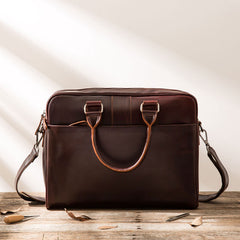 Red Brown Leather Mens Briefcase Work Bag Laptop Bag Business Bag for Men - iwalletsmen