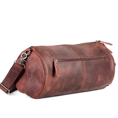 Red Brown Leather Mens Casual Barrel Postman Bag Side Bag Bucket Messenger Bag For Men - iwalletsmen