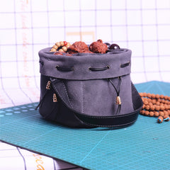 Renaissance Gray Leather Pouch Celtic Viking DND Dices HandBag Medieval Steampunk Drawstring Purse For Men Women Larp Cosplay