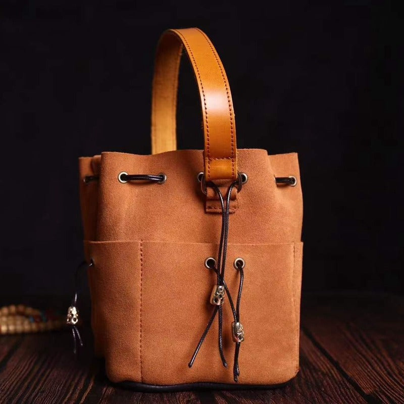 Renaissance Gray Leather Pouch Celtic Viking DND Dices HandBag Medieval Steampunk Drawstring Purse For Men Women Larp Cosplay