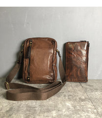 Cool BROWN LEATHER MEN'S Vertical Small Side Bags MESSENGER BAG BLACK Black Courier Bags FOR MEN - iwalletsmen