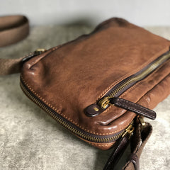 Cool BROWN LEATHER MEN'S Vertical Small Side Bags MESSENGER BAG BLACK Black Courier Bags FOR MEN - iwalletsmen