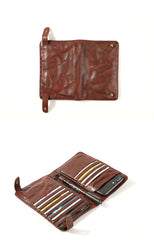 Retro Black Sheepskin Leather Men's Long Wallet Clutch Wallet Brown Phone Wallet Zipper Clutch Wallet For Men - iwalletsmen