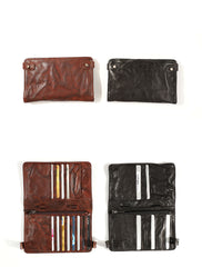 Retro Black Sheepskin Leather Men's Long Wallet Clutch Wallet Brown Phone Wallet Zipper Clutch Wallet For Men - iwalletsmen