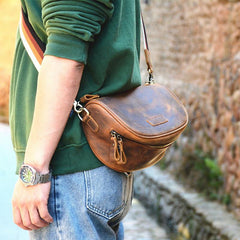 Brown LEATHER MEN'S Small Side bag Brown Saddle Bag MESSENGER BAG Brown Courier Bag FOR MEN - iwalletsmen