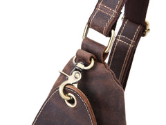 Vintage Brown Leather Sling Backpack Men's Sling Bag Chest Bags One shoulder Backpack For Men - iwalletsmen