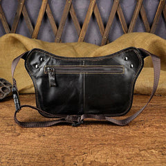 Brown Leather Fanny Pack Men's Black Chest Bag Hip Bag Vintage Waist Bag For Men - iwalletsmen