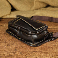 Brown Leather Fanny Pack Men's Black Chest Bag Hip Bag Vintage Waist Bag For Men - iwalletsmen