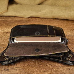 Brown Leather Fanny Pack Men's Black Chest Bag Hip Bag Vintage Waist Bag For Men - iwalletsmen