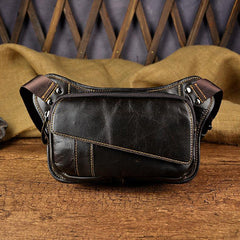 Brown Leather Fanny Pack Men's Black Chest Bag Hip Bag Vintage Waist Bag For Men - iwalletsmen