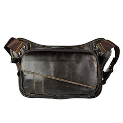 Brown Leather Fanny Pack Men's Black Chest Bag Hip Bag Vintage Waist Bag For Men - iwalletsmen