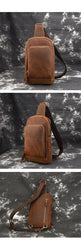 Brown Leather Men's Brown Sling Bag Sling Pack Chest Bag One Shoulder Backpack For Men - iwalletsmen