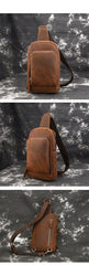 Brown Leather Men's Brown Sling Bag Sling Pack Chest Bag One Shoulder Backpack For Men - iwalletsmen
