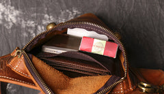 Retro Brown MENS LEATHER FANNY PACK FOR MEN Dark Coffee Ox Head BUMBAG Vintage WAIST BAGS - iwalletsmen