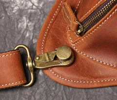 Retro Brown MENS LEATHER FANNY PACK FOR MEN Dark Coffee Ox Head BUMBAG Vintage WAIST BAGS - iwalletsmen