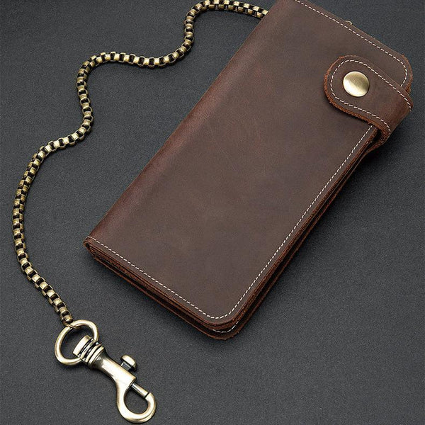 mens wallet and chain Cool Mens Leather Biker Chain Wallet Chain Wallet Long Biker Wallet for Men - iwalletsmen