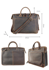 Vintage Black Mens Leather Briefcases Work Handbag Black 14'' Computer Briefcases For Men - iwalletsmen