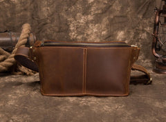 Cool Brown LEATHER MENS FANNY PACK FOR MEN BUMBAG WAIST BAGS - iwalletsmen