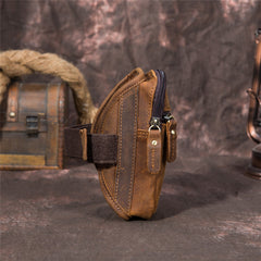 Brown Leather Cell Phone HOLSTER Arm Pouches for Men Arm Bags Arm HOLSTER For Men - iwalletsmen