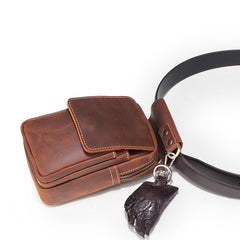 Brown Leather Cell Phone HOLSTER Mens Belt Pouches Waist Bags BELT BAG Sports Bag For Men - iwalletsmen