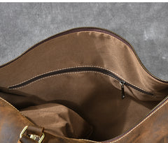 Retro Brown Leather Men's Business Overnight Bag Large Travel Bag Coffee Duffel Bag Weekender Bag For Men - iwalletsmen