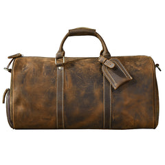 Retro Brown Leather Men's Business Overnight Bag Large Travel Bag Coffee Duffel Bag Weekender Bag For Men - iwalletsmen