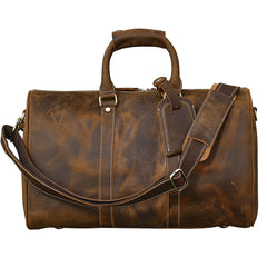 Retro Brown Leather Men's Business Overnight Bag Large Travel Bag Duffel Bag Weekender Bag For Men - iwalletsmen