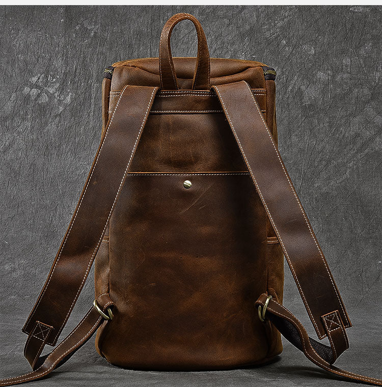 Leather Laptop Bag Vintage Travel Hiking Duffle Backpack Shopping