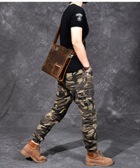 Retro Brown Leather Mens Business Clutch Bag Side Bag Handbag Small Messenger Bag For Men - iwalletsmen
