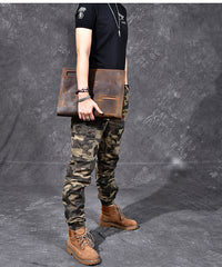 Retro Brown Leather Mens Business Clutch Bag Side Bag Handbag Small Messenger Bag For Men - iwalletsmen