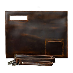 Retro Brown Leather Mens Business Clutch Bag Side Bag Handbag Small Messenger Bag For Men - iwalletsmen