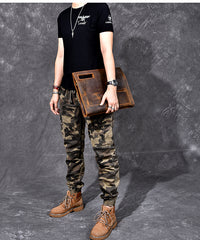 Retro Brown Leather Mens Business Clutch Bag Side Bag Handbag Small Messenger Bag For Men - iwalletsmen