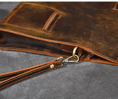 Retro Brown Leather Mens Business Clutch Bag Side Bag Handbag Small Messenger Bag For Men - iwalletsmen
