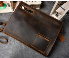 Retro Brown Leather Mens Business Clutch Bag Side Bag Handbag Small Messenger Bag For Men - iwalletsmen