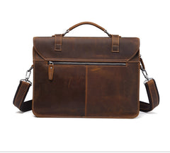 Vintage Brown Leather Men's Professional Briefcase Handbag 14‘’ Laptop Briefcase For Men - iwalletsmen