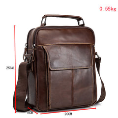 Cool Brown Leather Men's Small Vertical Messenger Bag Brown Small Side Bag For Men - iwalletsmen