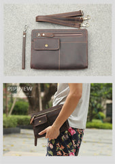 Cool Business Leather Mens Small Messenger Bag Wristlet Bag Side Bag Purse Clutch For Men - iwalletsmen