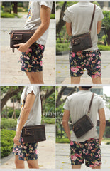 Cool Business Leather Mens Small Messenger Bag Wristlet Bag Side Bag Purse Clutch For Men - iwalletsmen