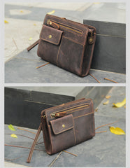 Cool Business Leather Mens Small Messenger Bag Wristlet Bag Side Bag Purse Clutch For Men - iwalletsmen