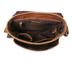 Vintage Leather Men's Small Side Bag Vertical Messenger Bag Shoulder Bag For Men - iwalletsmen