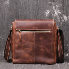 Vintage Leather Men's Small Side Bag Vertical Messenger Bag Shoulder Bag For Men - iwalletsmen